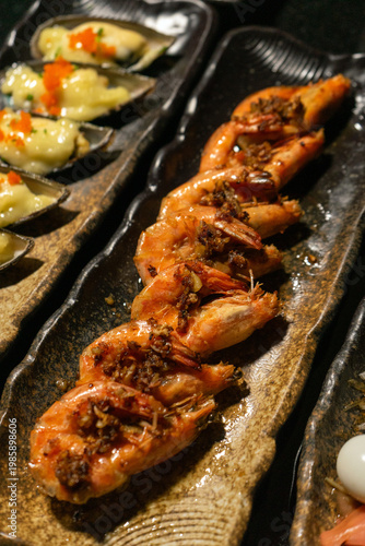 Gourmet Shrimp Dish on Ceramic Plate