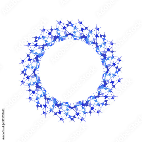 キラキラしたあしらいの円形のフレーム　青