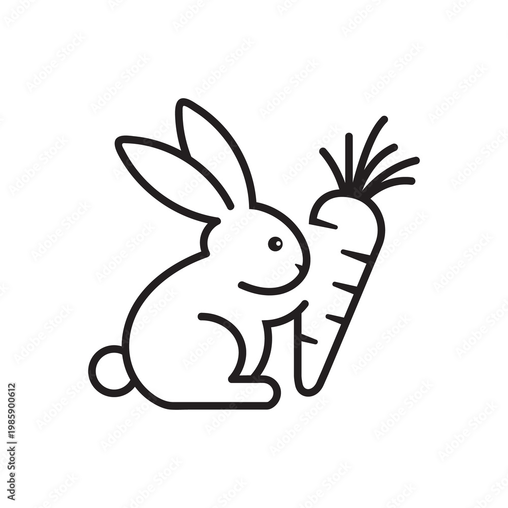 Obraz premium Rabbit doodle logo design template, Hare illustration vector