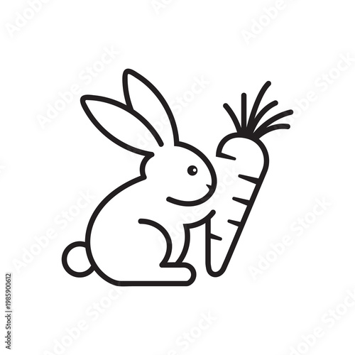 Rabbit doodle logo design template, Hare illustration vector