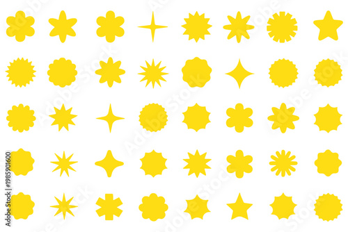 Set of red starburst. Price sticker, sale sticker, price tag, starburst, quality mark, retro stars, sale. Circle sticker set. Wavy edge promo red badges. Star burst shape tags for price. Red sale tag