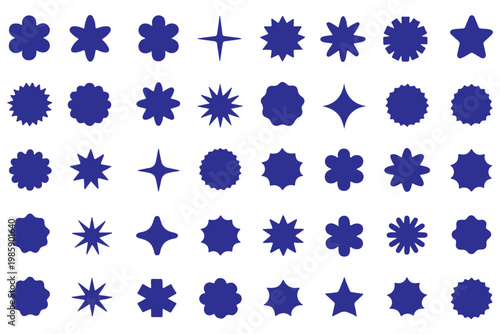 Set of red starburst. Price sticker, sale sticker, price tag, starburst, quality mark, retro stars, sale. Circle sticker set. Wavy edge promo red badges. Star burst shape tags for price. Red sale tag