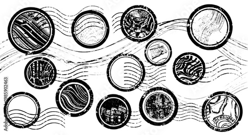 Coins vintage set with black and white illustrations and wavy lines, various textures and patterns. featuring currency, money, finance with payment