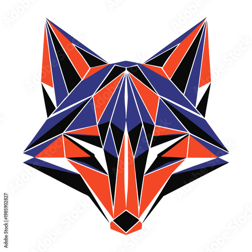 Modern Geometric Fox Head Logo Illustration.