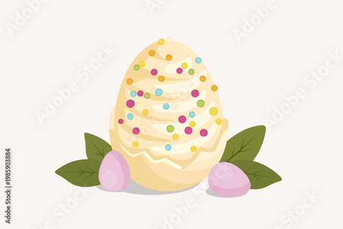 Easter Chocolate Eggs with Creamy Filling and Colorful Sprinkles Illustration