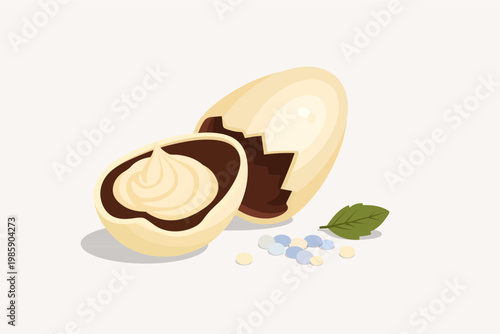 Easter Chocolate Eggs with Creamy Filling and Colorful Sprinkles Illustration