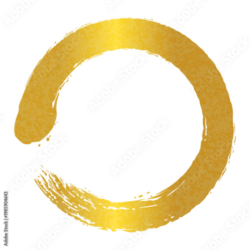 筆で書かれた、金の円の素材