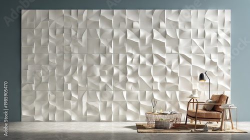 Modern abstract wall with chair and table design for home decor