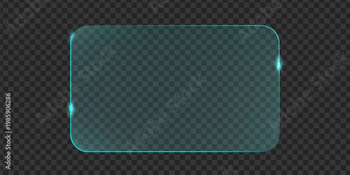 Vector glass frame. Isolated on transparent background. Glass banner realistic. Acrylic glass plate	
