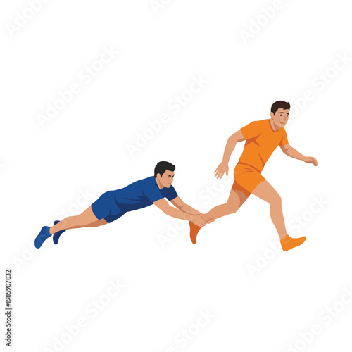 Dynamic Illustration of Two Athletes Engaged in a Competitive Sport Activity