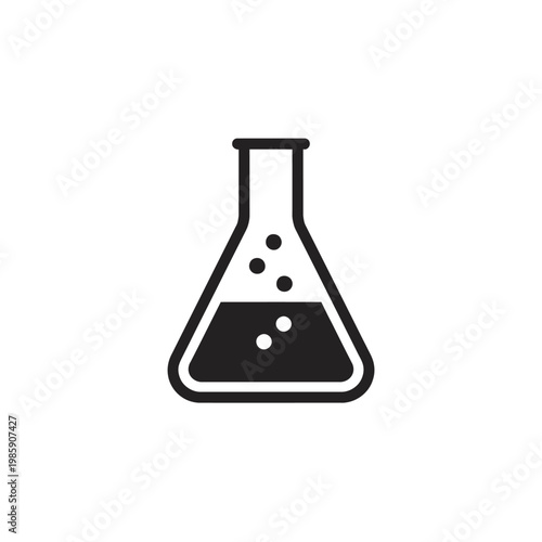This black vector icon features an Erlenmeyer flask, a classic conical laboratory glassware, holding a bubbling liquid, clearly symbolizing a dynamic chemical reaction or critical scientific experimen