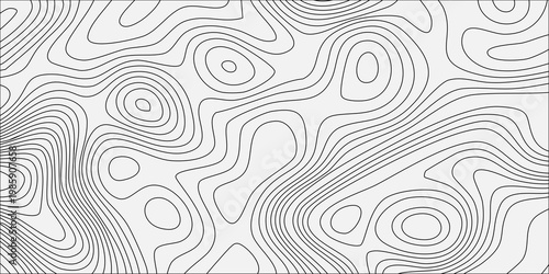 Abstract topographic map background with grey contour lines on white, seamless pattern for terrain cartography design. minimalist vector illustration, geographic terrain, elevation, relief mapping