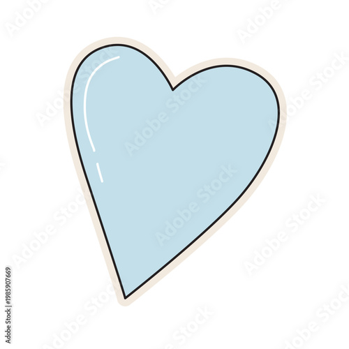 Blue heart shape, retro love symbol, vintage design element, colorful vector illustration icon graphic.