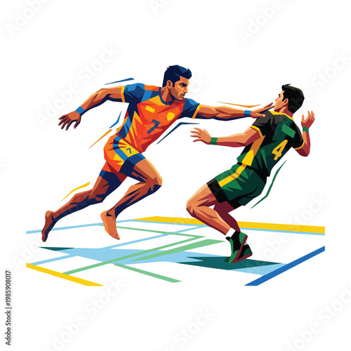 Kabaddi players in action an intense physical confrontation on the court during a competitive match