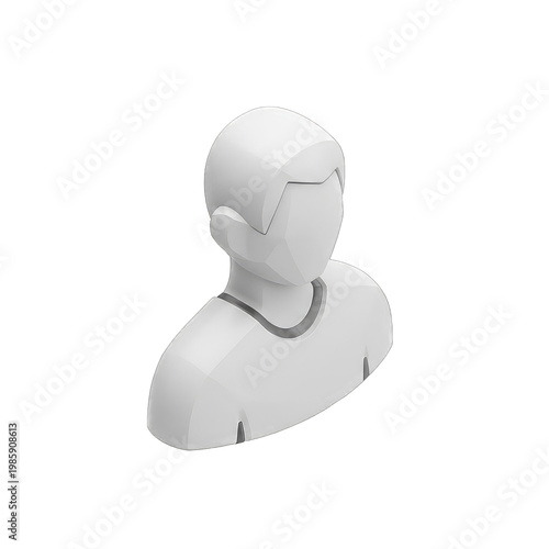 3d white mannequin head  isolated on transparent background