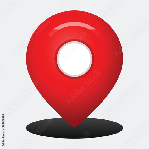 A red map pin icon with a white circle in the center on a light gray background