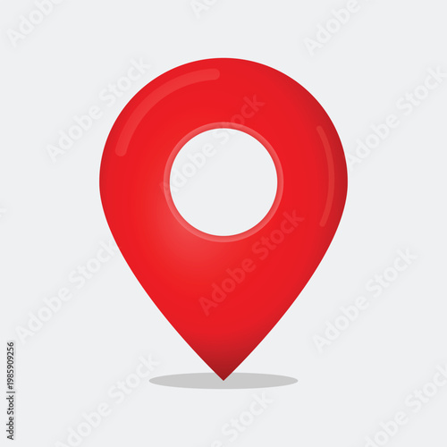 A red map pin icon with a white background and a subtle shadow effect