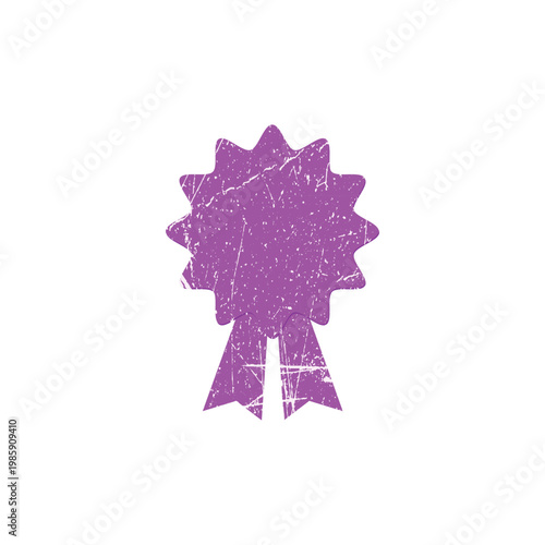 Purple Grunge Handmade Ribbon Vector Design with Distressed Texture Style.
