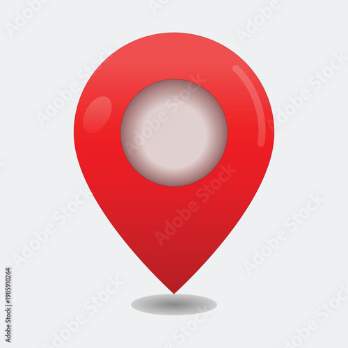 A red map pin icon with a white background and a shadow underneath it