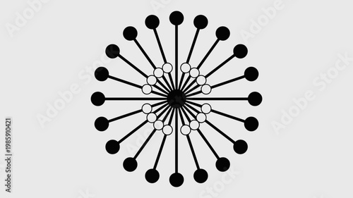 Radial network hub shaped like dandelion puff - for connectivity branding