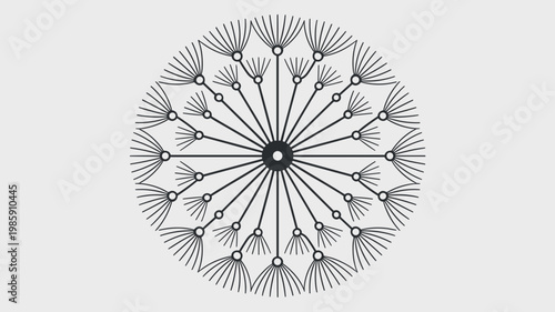 Hub and spoke network topology dandelion mark - for communication illustration