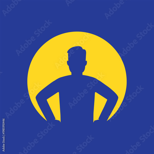 Superhero Father Blue Handmade Vector Illustration Background for Father’s Day Design.