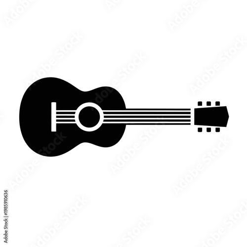 Iconic Silhouette of a Classic Acoustic Guitar, a Symbol of Musical Expression and Melodic Sound, Perfect for Music-Related Projects and Designs.