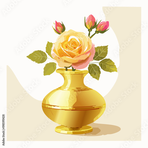 Eine atemberaubende Rose in einer eleganten goldenen Vase