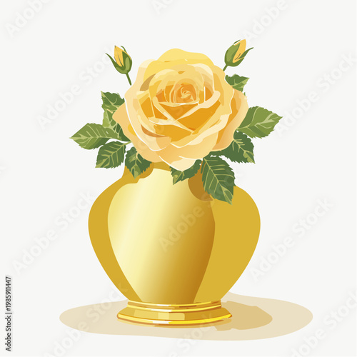 Eine atemberaubende Rose in einer eleganten goldenen Vase