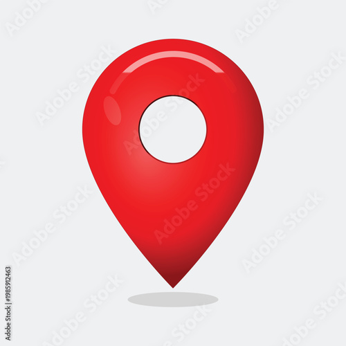 A red map pin icon on a white background for navigation and location purposes