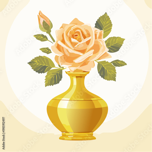 Eine atemberaubende Rose in einer eleganten goldenen Vase
