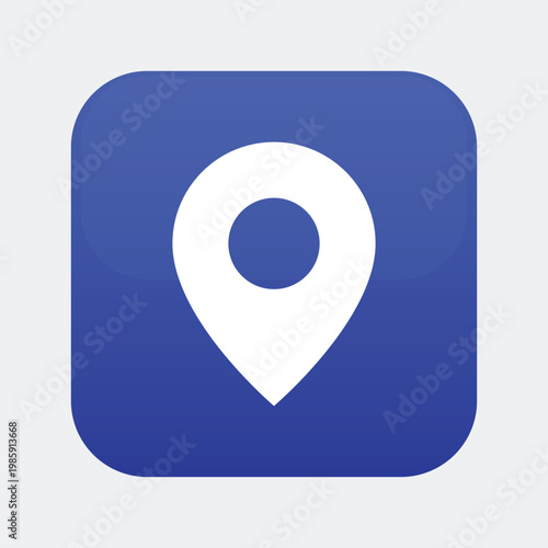 A blue and white map pin icon on a plain background for navigation and location services