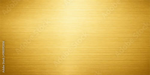Brushed gold metal background featuring a textured brown oak wood grain pattern on a natural timber board surface panel for an old hardwood desk design