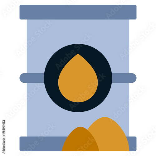 Raw Material And Oil Barrel icon, Flat design style vector illustration
