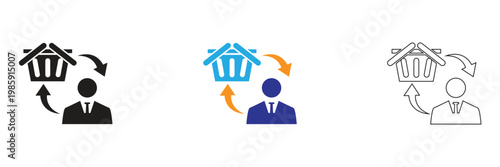 Business to Consumer  or B2C Ecommerce Icons Set Business Concepts. Business retail concepts for web and apps. Marketing, Direct Sales, Ecommerce, Professional Vector. 