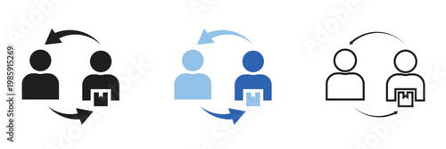 Business to Consumer  or B2C Ecommerce Icons Set Business Concepts. Business retail concepts for web and apps. Marketing, Direct Sales, Ecommerce, Professional Vector. 