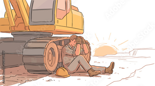 construction worker taking a break outside.