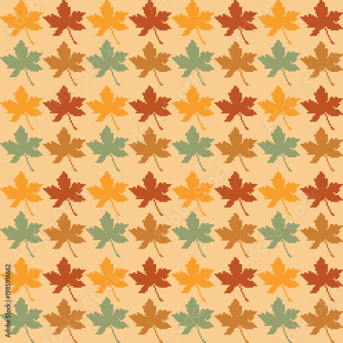 Maple leaves seamless pattern: botanical pattern, autumn season background: Vector Illustration for Fabric, Clothing, wallpaper, tile floor, and fashion Design 