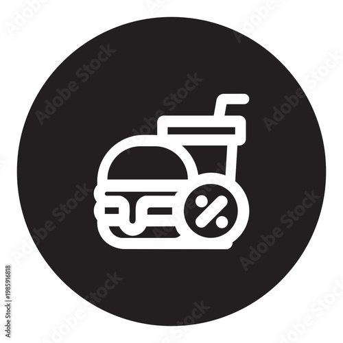 Vector Of Fast Food Discount Icon_Circle Line Icon