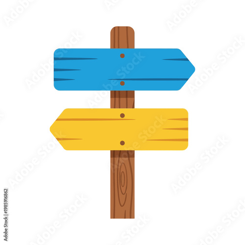 Wooden Directional Sign Post Illustration.