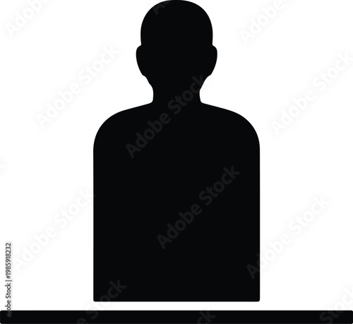 Silhouette of person standing behind desk or counter vector design