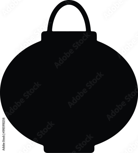 Silhouette simple round object with handle on top vector design