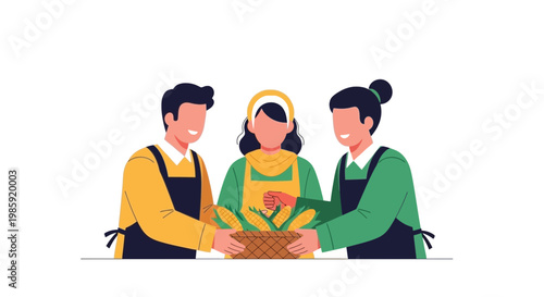 Group of Young People Holding a Basket in a Social Gathering