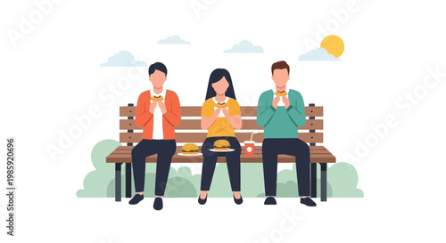 Young People Sitting on a Park Bench Socializing Outdoors