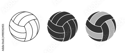 Volleyball balls graphic icons set. Signs isolated on white background. Vector illustration