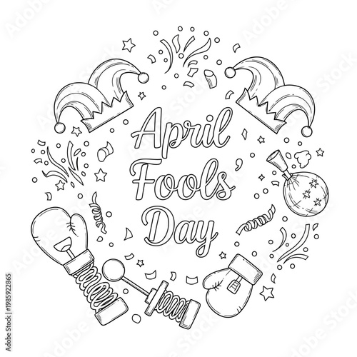 April Fools Day Doodle Art - Pranks, Jokes, and Celebration Elements