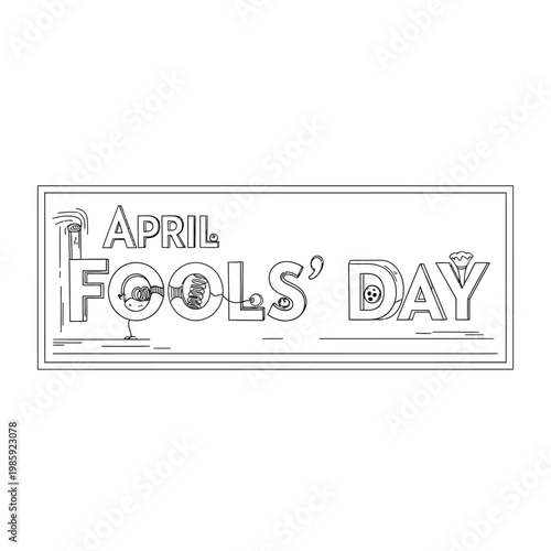 April Fools Day Text Illustration with Funny Elements