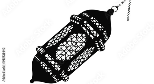 Silhouette of Traditional Islamic Lantern (Fanous) for Ramadan and Eid Celebrations
