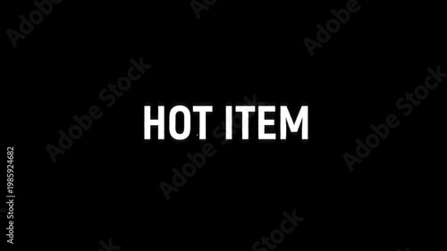 hot item glitch text title animation 4k for hot deal product launches on black green white background. new release hot item marketing promotion advertisement