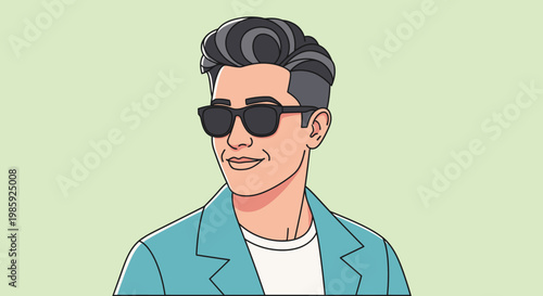 Stylish man in sunglasses posing with confident expression vector illustration